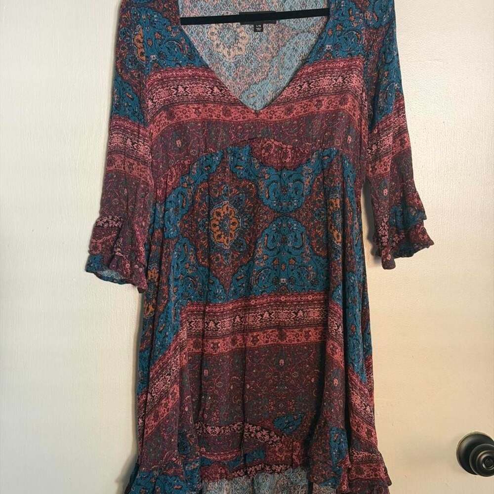 Idyllwind Paisley Print V-Neck Dress Size L